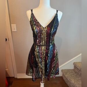JVN Striped sequined cocktail dress Size 4 NWOT